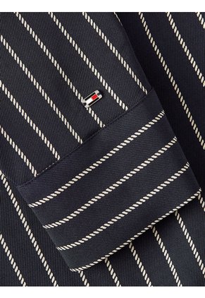 Camisa Azul Oscuro De Rayas Estilo Cuerda Tommy Hilfiger