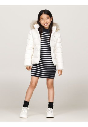 Chaqueta Niña Blanca Essential Con Capota Y Plumón Tommy Hilfiger