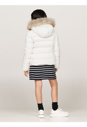 Chaqueta Niña Blanca Essential Con Capota Y Plumón Tommy Hilfiger