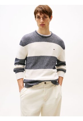 Saco Azul Con Cuello Redondo Enrollado Tommy Hilfiger