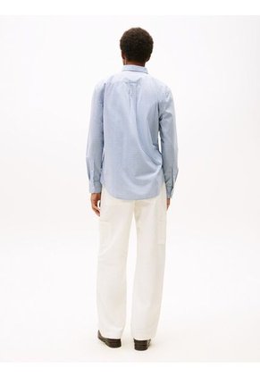 Camisa Celeste Flex Poplin De Manga Larga Tommy Hilfiger