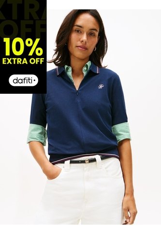 Polo Azul De Piqué Con Logo Bordado Tommy Hilfiger Tommy Hilfiger