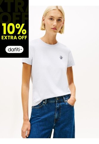 Camiseta Celeste De Corte Regular Con Diseño De Rayas Tommy Hilfiger Tommy Hilfiger