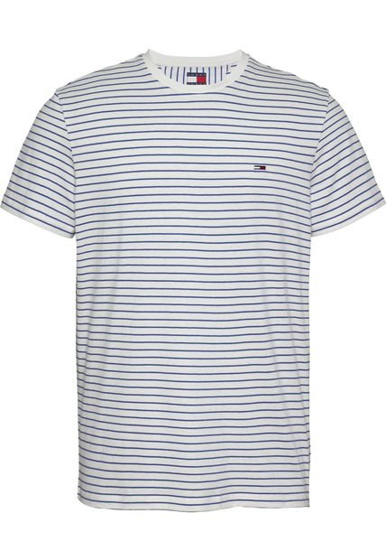 Camiseta Azul De Rayas Y Corte Slim Tommy Jeans