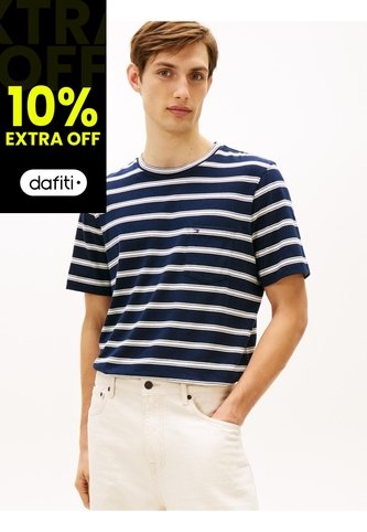 Camiseta Azul De Rayas Con Cuello Redondo Tommy Hilfiger Tommy Hilfiger