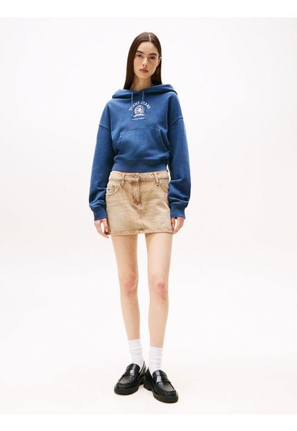 Buzo Azul Holgado Con Capota Y Escudo Tommy Jeans