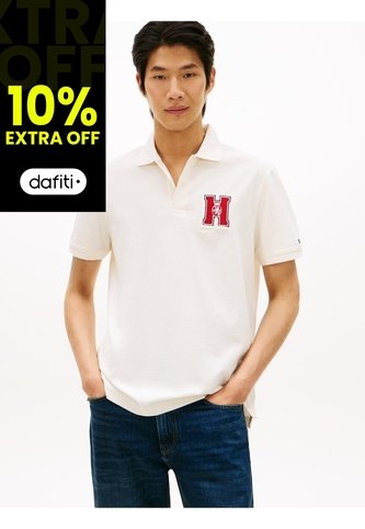 Polo Blanco De Corte Regular Con Logo Gráfico Tommy Hilfiger Tommy Hilfiger
