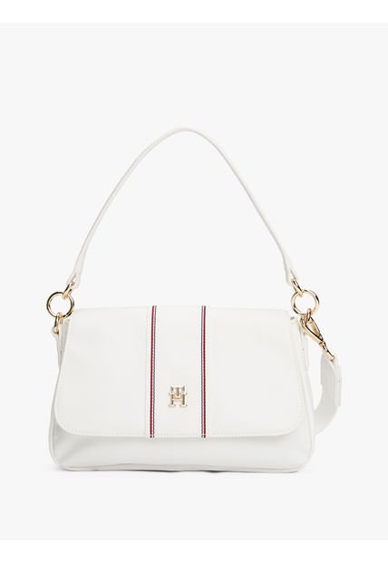 Bolso Blanco De Hombro Con Monograma TH Tommy Hilfiger