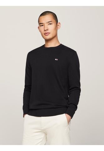 Suéter Negro Essential De Corte Slim Con Parche Tommy Jeans Tommy Hilfiger