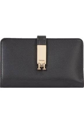 Billetera Negra Heritage Plegable Con Monograma TH Tommy Hilfiger