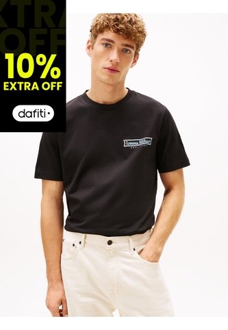 Camiseta Negra De Cuello Redondo Con Logo Estampado Tommy Hilfiger Tommy Hilfiger