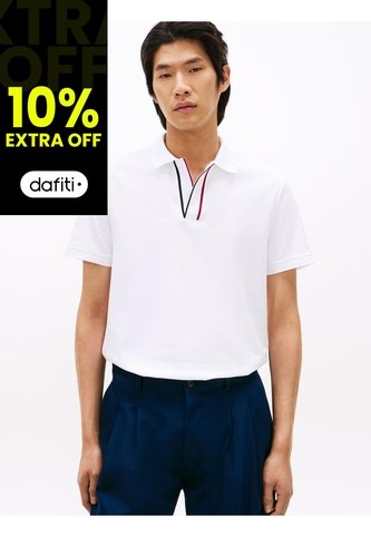 Polo Blanco De Corte Regular Con Tapeta Distintiva Tommy Hilfiger Tommy Hilfiger