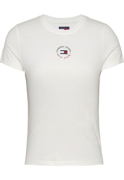 Camiseta Blanca De Corte Slim Con Logo Circular Tommy Jeans