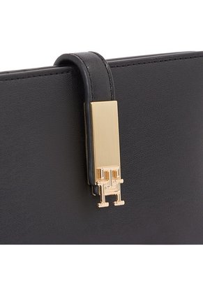 Billetera Negra Heritage Plegable Con Monograma TH Tommy Hilfiger