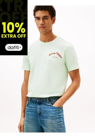 Camiseta Verde De Cuello Redondo Con Logo Gráfico Tommy Hilfiger Tommy Hilfiger
