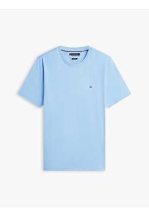 Camiseta Celeste De Cuello Redondo Con Logo Bordado Tommy Hilfiger