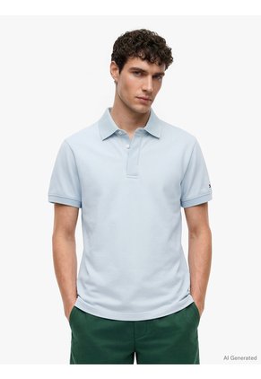 Polo Celeste De Corte Regular Con Tapeta Oculta Tommy Hilfiger