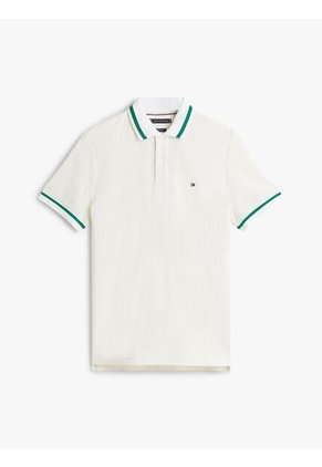 Polo Blanco De Corte Regular Con Logo Tommy Hilfiger