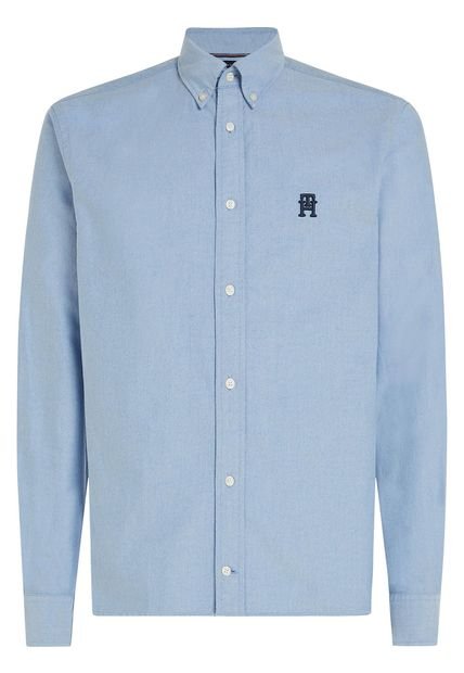 Camisa Azul Oxford Heritage De Corte Regular Tommy Hilfiger
