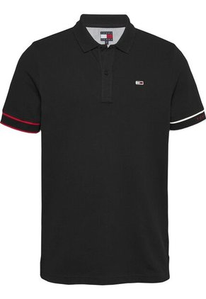 Polo Negro De Corte Slim Con Logo Tommy Jeans
