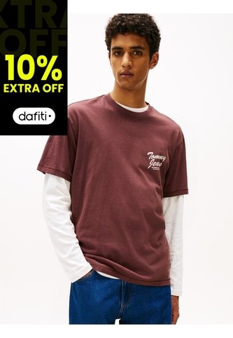 Camiseta Vino De Cuello Redondo Con Gráfico Tommy Jeans Tommy Hilfiger