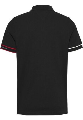 Polo Negro De Corte Slim Con Logo Tommy Jeans