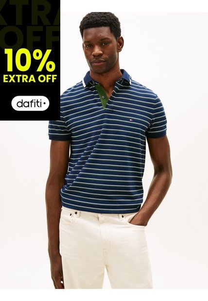 Polo Azul Oscuro De Corte Regular Con Logo Gráfico Tommy Hilfiger