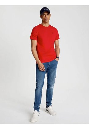 Camiseta Manga Corta Rojo Slim Fit Esencial En Algodón Tommy Hilfiger