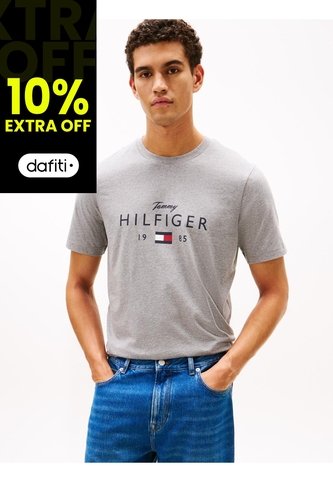 Camiseta Gris De Cuello Redondo Con Logo Gráfico Tommy Hilfiger Tommy Hilfiger