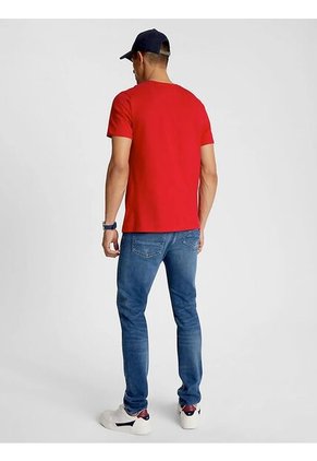 Camiseta Manga Corta Rojo Slim Fit Esencial En Algodón Tommy Hilfiger