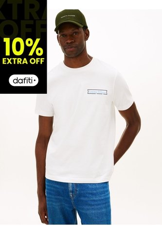 Camiseta Blanca De Cuello Redondo Con Logo Estampado Tommy Hilfiger Tommy Hilfiger