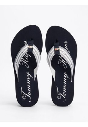 Sandalias Negro Con Logo Distintivo Tommy Hilfiger