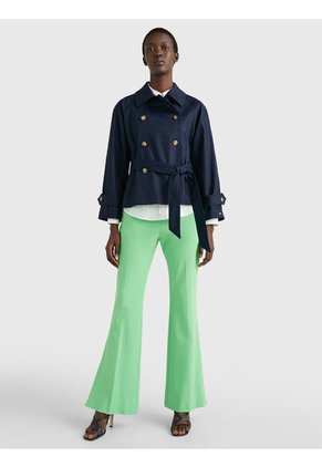 Chaquetón De Botonadura Doble Con Cinturón Mujer Azul Tommy Hilfiger