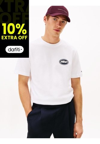 Camiseta Blanca De Corte Amplio Con Gráfico Trasero Tommy Hilfiger Tommy Hilfiger