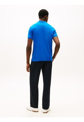 Polo Celeste De Punto Interlock De Corte Regular Tommy Hilfiger