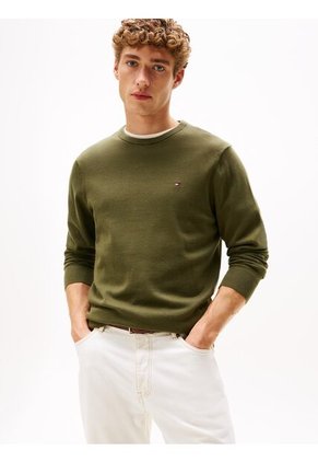 Saco Verde De Cuello Redondo Con Logo Bordado Tommy Hilfiger
