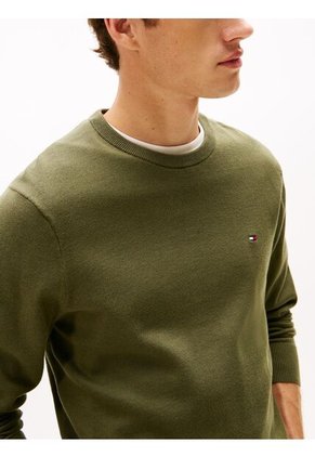 Saco Verde De Cuello Redondo Con Logo Bordado Tommy Hilfiger
