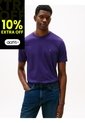 Camiseta Morada Oscuro De Cuello Redondo Con Logo Bordado Tommy Hilfiger de Tommy Hilfiger