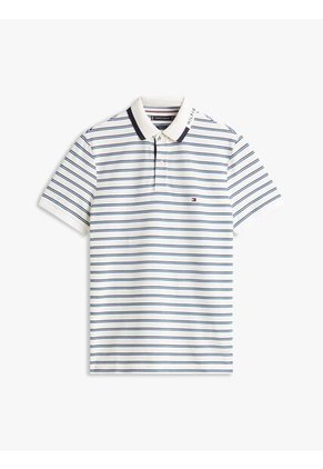 Polo Blanco De Corte Regular Con Logo Gráfico Tommy Hilfiger