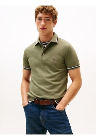 Polo Verde Ribeteado De Corte Slim Tommy Hilfiger Tommy Hilfiger
