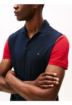 Polo Azul De Corte Regular Con Diseño Color Block RWB Tommy Hilfiger
