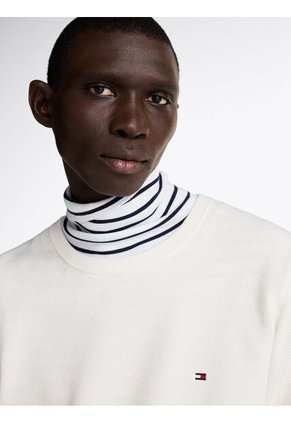 Saco Blanco De Punto Texturizado Y Cuello Redondo Tommy Hilfiger