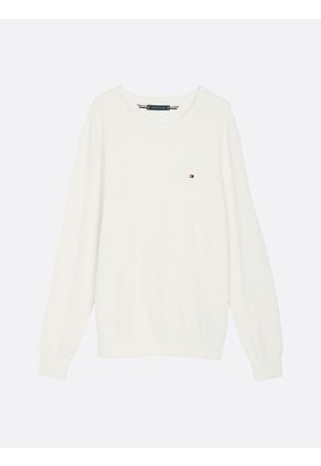 Saco Blanco De Punto Texturizado Y Cuello Redondo Tommy Hilfiger