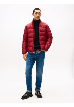 Chaqueta Roja De Cuello Alto Acolchada Con Logo Tommy Hilfiger