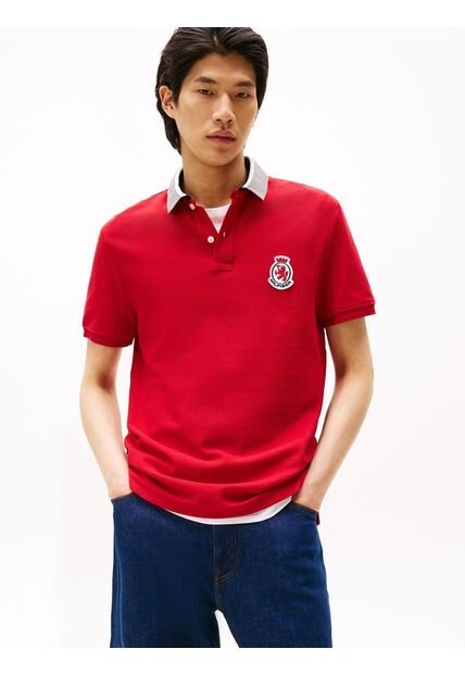 Polo Rojo En Piqué De Corte Regular Tommy Hilfiger