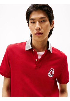 Polo Rojo En Piqué De Corte Regular Tommy Hilfiger