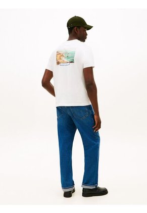 Camiseta Blanca De Cuello Redondo Con Logo Estampado Tommy Hilfiger
