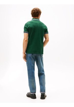 Polo Verde De Corte Slim Con Logo Tommy Hilfiger