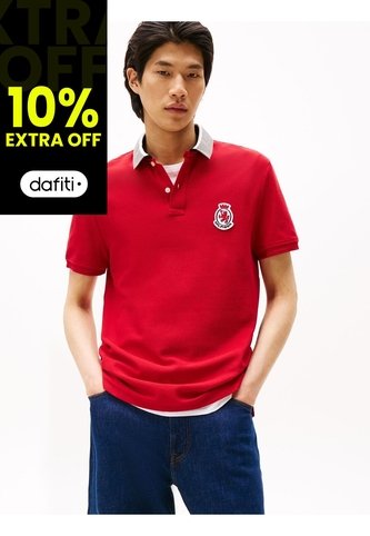 Polo Rojo En Piqué De Corte Regular Tommy Hilfiger Tommy Hilfiger