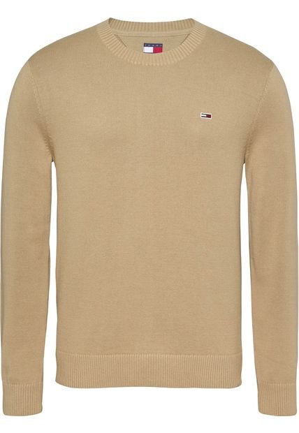 Suéter Beige Essential De Corte Slim Con Parche Tommy Jeans